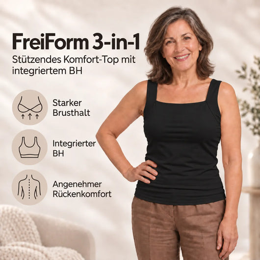 FreiForm 3-in-1 - das Top, das Ihren BH ersetzt | stützendes Komfort-Top mit integriertem BH