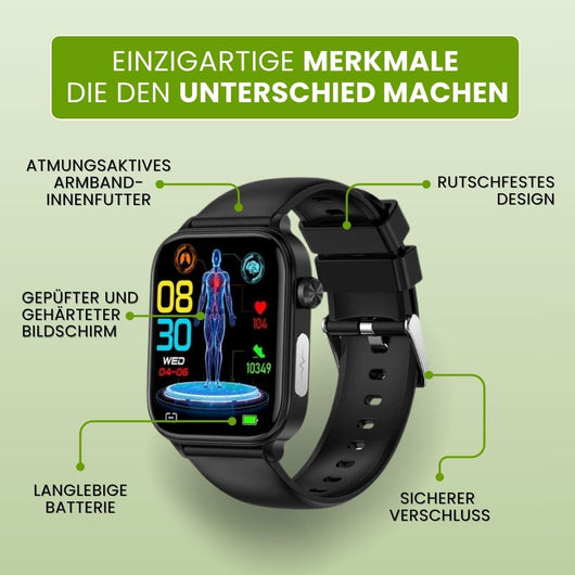 GlucoCare SOS – Smartwatch mit SOS & Sturzerkennung inkl. Zuckerwerte immer im Blick