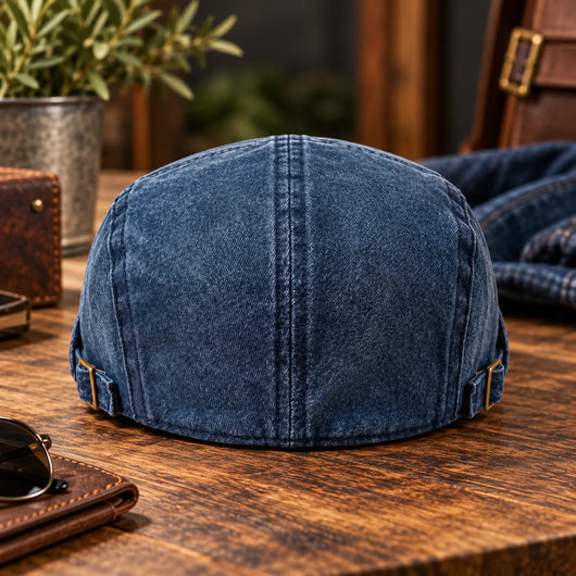 Vintage Jeans-Schiebermütze aus Bio-Baumwolle – Handgefertigt